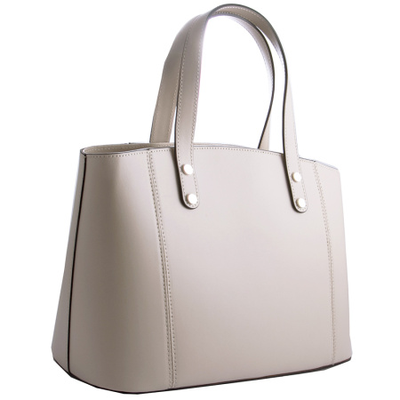 Кожаная классическая сумка Genuine leather 20435 бежевая