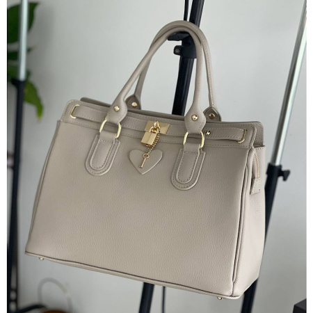Сумка женская из натуральной кожи Genuine leather 28159 бежевая (капучино)
