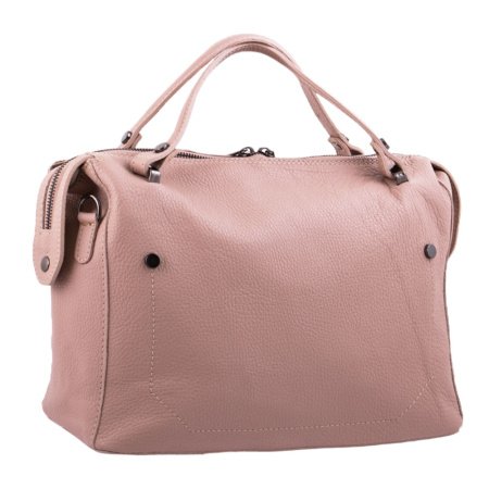 Женская кожаная сумка на двух ручках Genuine leather 15165 пудровая 