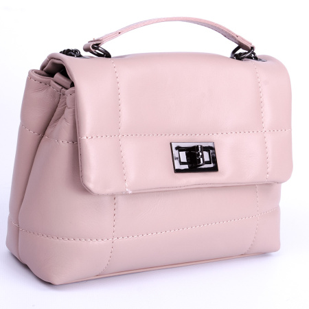 Итальянская кожаная сумка кросс-боди Genuine leather 22356 пудровая