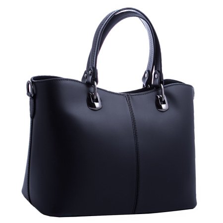 Сумка кожаная форматная на двух ручках Genuine leather 14951черная