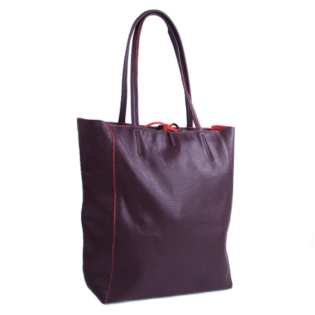 Сумка шоппер женская из натуральной кожи Genuine leather 27137 бордовая