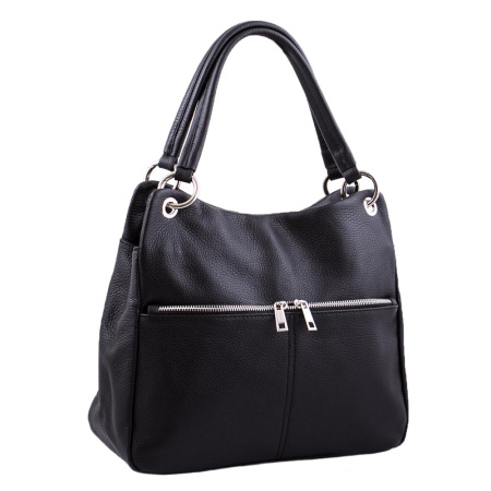 Сумка женская из натуральной кожи Genuine leather 15187 черная 