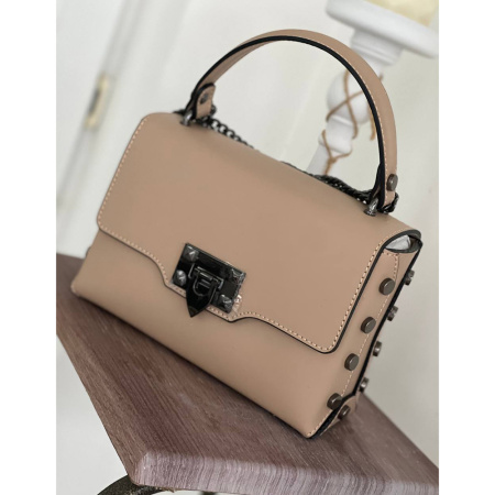 Сумка женская кросс боди из натуральной кожи Genuine leather 26775 светлый тауп