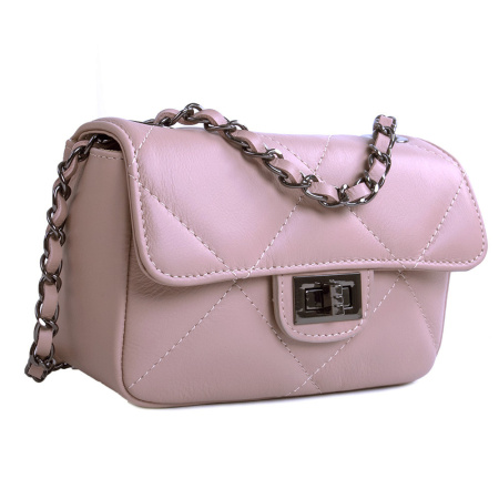 Сумка женская кросс боди из натуральной кожи Genuine leather 24651 пудра
