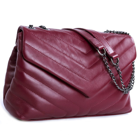 Сумка женская кросс боди из натуральной кожи Genuine leather 23922 бордовая