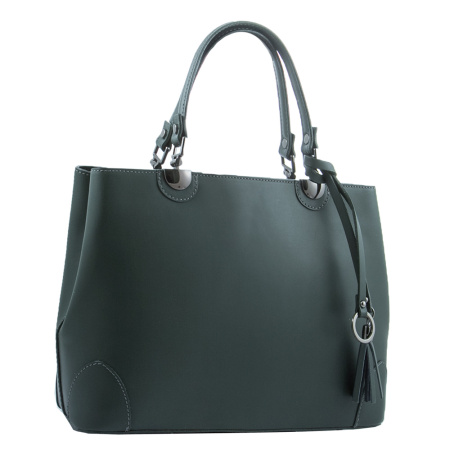 Сумка женская кожаная на двух ручках Genuine leather 22006 зеленая