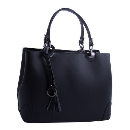 Сумка женская каркасная из натуральной кожи итальянская Genuine leather 19072 черная