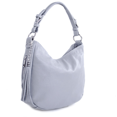 Сумка мешок женская итальянская из натуральной кожи Genuine leather 24235 серая