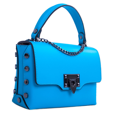 Сумка женская кросс боди из натуральной кожи Genuine leather 24703 голубая