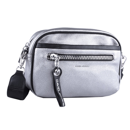 Сумка женская кросс боди из экокожи David Jones 22828 серебряная