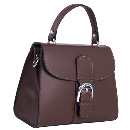 Сумка женская форматная кросс боди из натуральной кожи Genuine leather 27117 коричневая (коньячная)