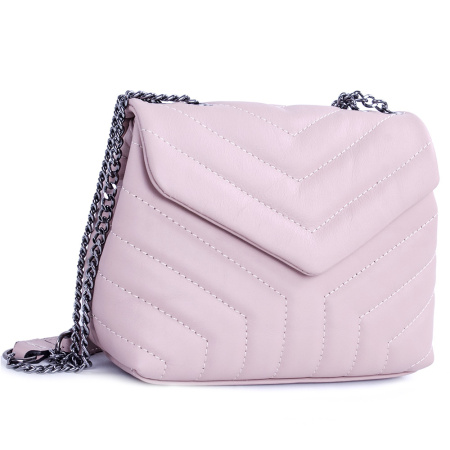 Сумка женская кросс боди из натуральной кожи Genuine leather B-GE23925 пудровая