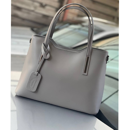 Сумка женская форматная из натуральной кожи Genuine leather 27050 серая