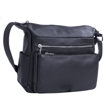 Сумка женская кросс боди из натуральной кожи Genuine leather 24461 черная