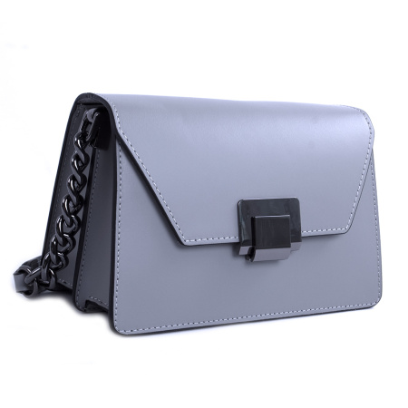 Сумка женская кросс боди из натуральной кожи Genuine leather 24406 серая