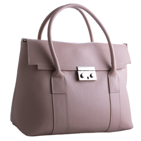 Сумка женская кожаная на двух ручках Genuine leather 19819 пудровая
