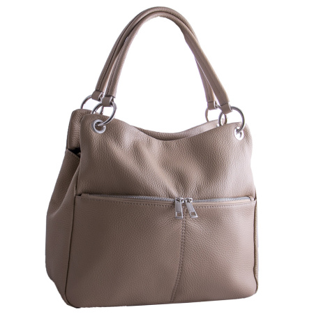 Итальянская кожаная сумка Genuine leather 19930 бежевая