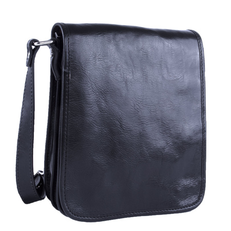 Сумка мужская кожаная через плече Genuine leather 22935 черная 