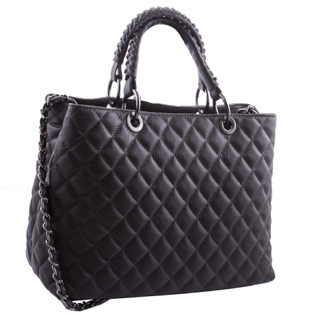 Сумка женская кожанная стеганная Genuine leather 22286 коричневая