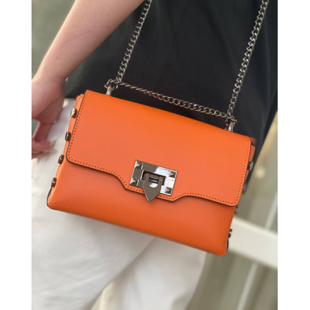 Сумка женская кросс боди из натуральной кожи Genuine leather 24405 оранжевая
