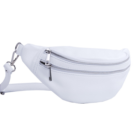 Сумка женская бананка из натуральной кожи Genuine leather 24981 белая