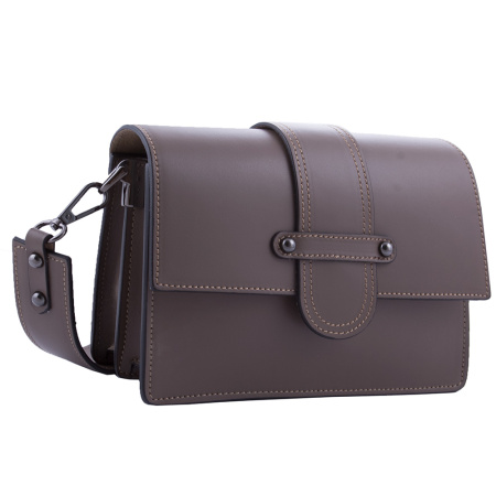 Сумка женская кожаная кросс боди Genuine leather 21658 темный тауп