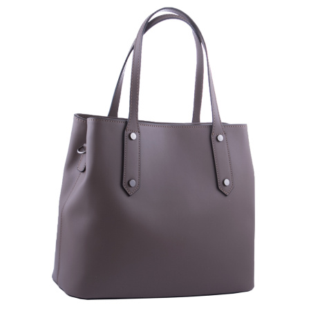 Сумка женская кожаная на двух ручках Genuine leather 21654 темный тауп