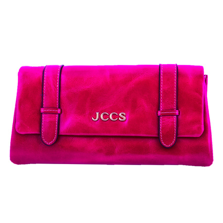 Кошелек клатч кожаный женский JCCS 1484 малиновый