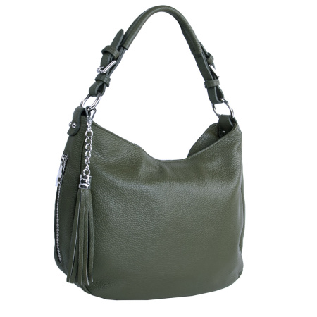 Сумка мешок женская из натруальной кожи Genuine leather 26055 хаки
