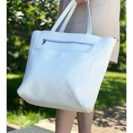 Сумка женская кожаная шоппер Genuine leather 21168 белая