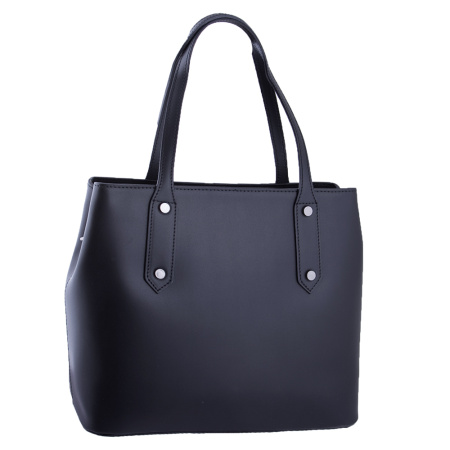 Итальянская кожаная сумка на двух ручках Genuine leather 16815 черная 