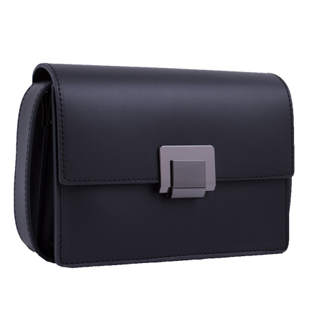 Сумка коробочка женская кожаная Genuine leather 18382 черная 