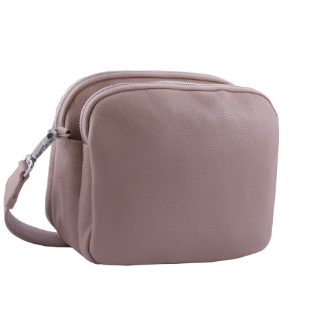 Сумка женская кросс боди кожаная Genuine leather 21140 пудровая