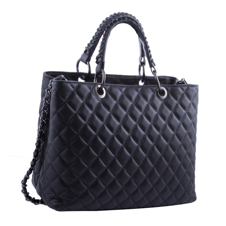 Сумка женская кожаная стеганная Genuine leather 22285 черная