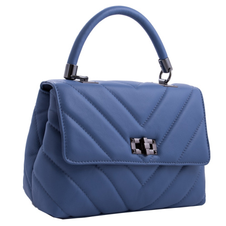 Сумка сэтчел из натуральной кожи Genuine leather 18455 синяя