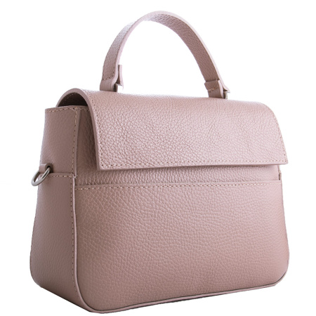 Итальянская кожаная сумка с клапаном Genuine leather 19922 пудровая