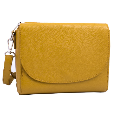 Сумка кожаная с 3 отделениями Genuine leather 18377 желтая 
