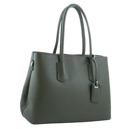 Сумка женская кожаная на двух ручках Genuine leather 21435 зеленая