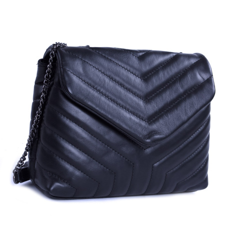 Сумка женская кросс боди из натуральной кожи Genuine leather 23921 черная