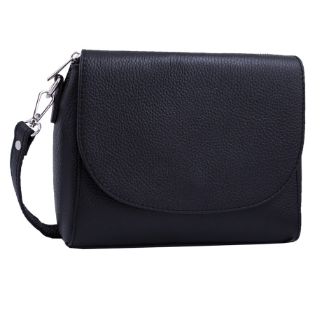 Сумка кожаная с 3 отделениями Genuine leather 18374 черная 