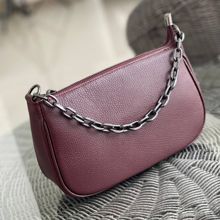 Сумка женская кросс боди из натуральной кожи Genuine leather 27157 бордовая