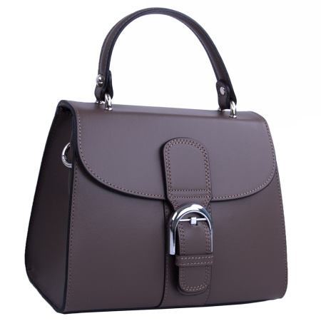 Сумка женская форматная кросс боди из натуральной кожи Genuine leather 27116 темный тауп