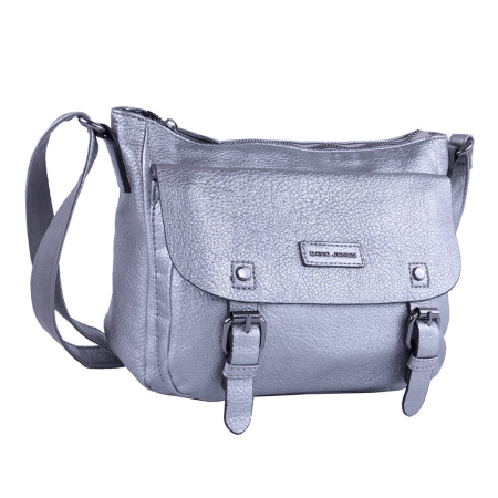 Сумка женская кросс боди из экокожи David Jones 22847 серебряная