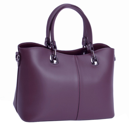 Итальянская кожаная сумка на двух ручках Genuine leather 22355 бордовая