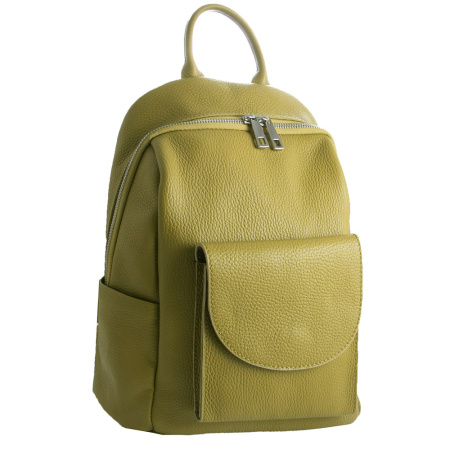 Женский городской кожаный рюкзак Genuine leather 20284 фисташковый