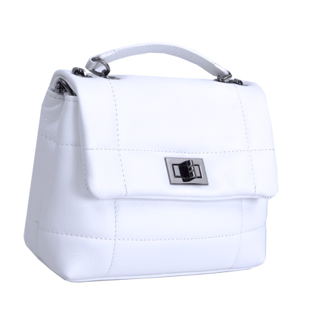 Итальянская кожаная сумка кросс-боди Genuine leather 22357 белая