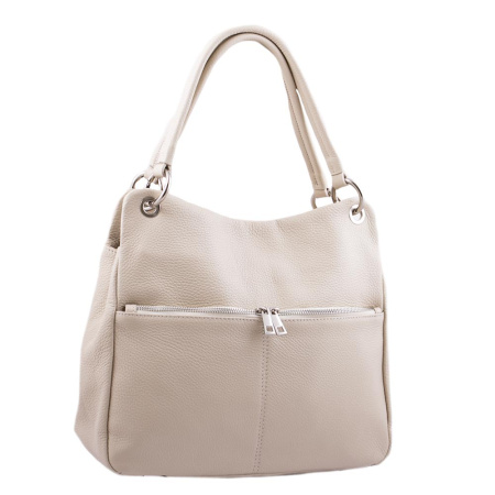 Сумка женская кожаная на двух ручках Genuine leather 15189 бежевая