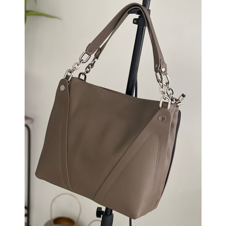 Сумка женская из натуральной кожи Genuine leather 27202 темный тауп