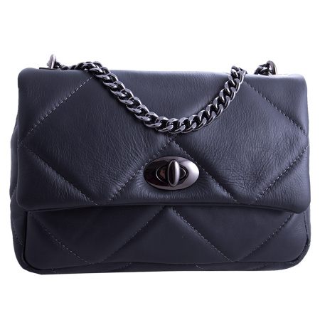 Сумка женская из натуральной кожи на цепочке Genuine leather 19633 серая